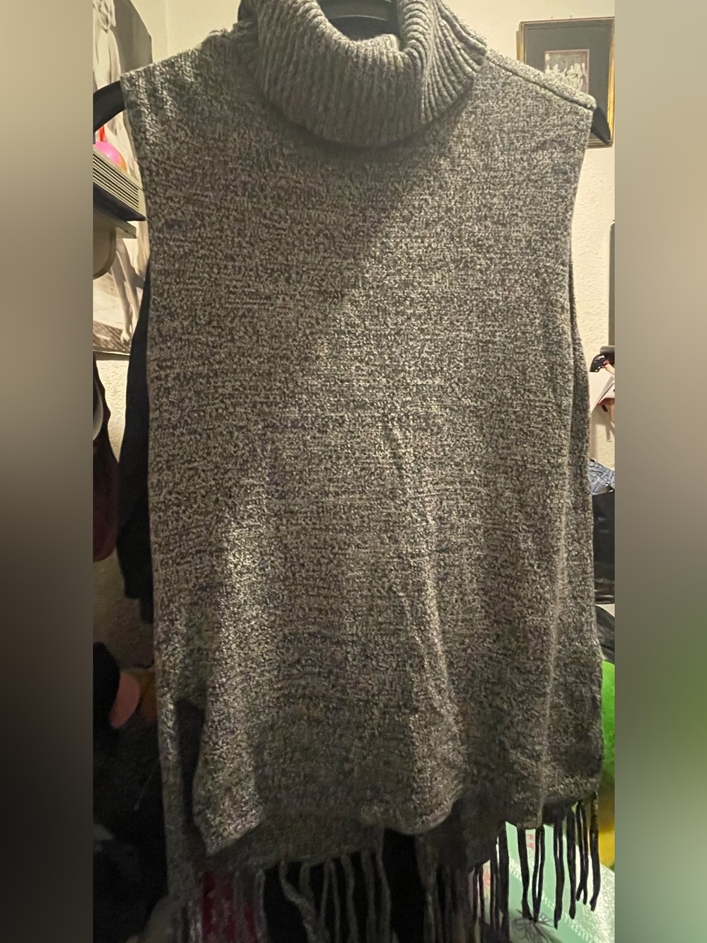 BCBGeneration Men's Gray Marled Sleeveless Turtleneck Poncho